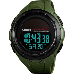 Montre De Sport Num&eacute;rique Solaire Pour Homme,&Eacute;tanche &Agrave; 50 M,Grand Cadran Noir Avec Chronom&egrave;tre,Alarme Et Led R&eacute;sistante Aux Chocs - Neuf