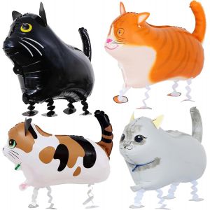 4 Pi&egrave;ces Marche Animal Ballons En Aluminium,Ballon Animaux Qui Marche,Animal De Compagnie Ballon Airwalker Ballon Chat,Ballon Helium Chat Pour Compagnie Anniversaire D&eacute;cocration F&ecirc;te - Neuf