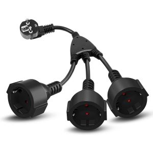 Triple prise pour prise, c&acirc;ble d'extension avec 3 prises Schuko 16 A/250 V/ Max. 3500 W IP44 Adaptateur prise 3 en 1 prise distributeur &agrave; 3 voies triple prise pour maison, bureau, voyage - Neuf