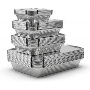 Ulteronixshop-40 Pi&egrave;ces Barquette Aluminium Avec Couvercle,2200ml/1000ml/800ml,410ml,Barquette Aluminium Barbecue,Congelation Pour Griller,Cuire.Barquette Alimentaire - Neuf