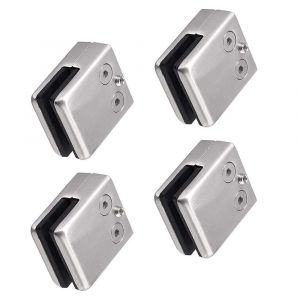 Lot de 4 pinces à verre en acier inoxydable 304 - Convient aux vitres de 10 à 12 mm - Support de verre réglable - Dos plat pour rampe d'escalier, main courante polie - Neuf