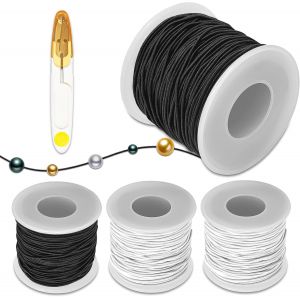 Mevronisshop-200 M Cordon Pour Bracelets, 4 Rouleaux Fil De Caoutchouc 1 Mm, D'artisanat Fil Tress&eacute; Cordon Fil Deux Couleurs, Pour Perle, Collier, Fabrication De Bijoux, Macram&eacute;, Bricolage Artisanat - Neuf