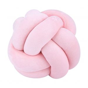 Coussin de voyage et de nuque en tissu tisse style europeen, compose de 2 brins de boules d'oreiller (rose) - Neuf