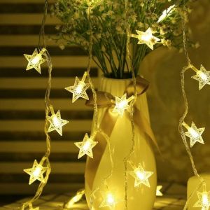 Kal-Guirlande Lumineuse À Piles Avec 50 Led - 5 M - Éclairage Décoratif Pour Noël, Mariage, Anniversaire - Utilisation Intérieure Ou Extérieure - Blanc Chaud - Neuf