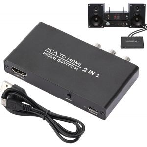 Adaptateur AV HD,convertisseurs AV portables 1080p/30 Hz ¿ Adaptateur composite vers HD,câble USB inclus,1 entrée AV 2 sorties HD pour améliorer votre HDTV Home Cinéma - Neuf