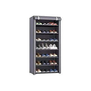 Rangement &agrave; chaussures empilable 8 niveaux, armoire portable grise - Neuf