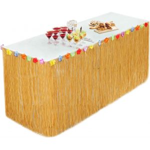 Jupe De Table Hawa&iuml;enne, Jupe En Herbe Hawa&iuml;enne, D&eacute;coration Pour F&ecirc;te Hawa&iuml;enne, Pique-Nique D'anniversaire Sur La Plage Tropicale, Style Tiki - Neuf