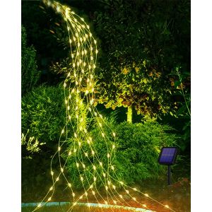 Guirlande Lumineuse Solaire Extérieure 2 M 200 Led Lampe Solaire Exterieur Jardin,8 Modes Chaîne De Lumière Solaire Étanche Pour Arrosoir Plantes Terrasse Balcon Jardin-Blanc Chaud - Neuf