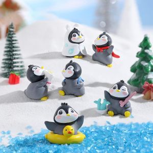 Lot de 6 figurines de pingouins miniatures pour gâteaux, - Neuf