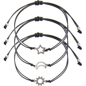 Eryi-Lot De 3 Bracelets D'amitié, Bracelets Pour S?urs, Meilleure Amie, Promesse D'amitié, Bracelets Assortis Soleil, Lune, Étoile, C?ur, S?urs, Bracelet Longue Distance Pour Femme Et Fille - Neuf