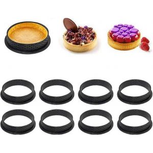 Nouveau,Adapté 8 Pcs Perforé Moule À Gâteau Coupe-Moule Forme Ronde Mousse Cercle Anneau,Cercle Tartelette - Neuf