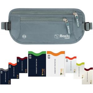 CAUC-Ceinture Porte-Monnaie RFID + 8 Manchons | Sac Taille S&eacute;curis&eacute;, Porte-Cartes et Passeports pour Hommes et Femmes - Neuf