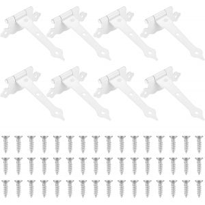8 Pcs Charni&egrave;res en T, Charniere Porte Lourde Blanche, 118mm Charni&egrave;re &agrave; Penture Droite, Charni&egrave;re Porte de Grange, Bord Ondul&eacute; Charni&egrave;re Portail Bois en T, Charni&egrave;res de Portes pour Jardin Placard - Neuf