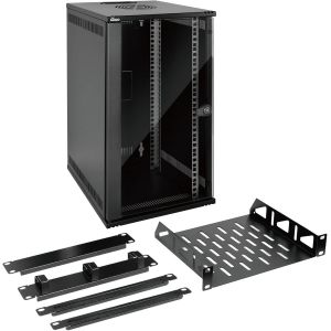 Armoire De Donn&eacute;es Murale 12U, Armoire Serveur 12U De 25,4 Cm, Armoire R&eacute;seau De 330 Mm De Profondeur Avec &Eacute;tag&egrave;re En Rack, Panneaux Brosses, Organisateur De C&acirc;bles Pour Appareils Av/It - Neuf
