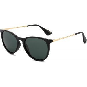 Lunette de Soleil Ronde Polarisée pour Femme Homme, Classique Rétro Lunettes Vintage Unisexe Protección UV400 pour Conduire Voyager - Neuf