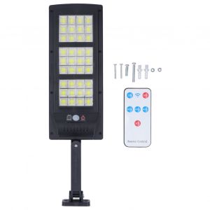 Hjlian Lampadaire Solaire Avec Detecteur De Mouvement, Projecteur De Securite Solaire Etanche, Lampe Murale Cob Avec Telecommande Pour L'exterieur - Neuf