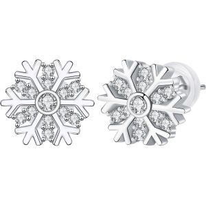 Chenquansarl-Flocon De Neige Boucles D'oreilles Femme Argent Sterling 925 Avec Zirconium Clous Pour Femmes Cadeaux De Noël Pour Thanksgiving - Neuf