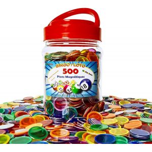 Jeton Loto Magn&eacute;tique,Bo&icirc;te De 500 Pions Magn&eacute;tiques-17mm De Diam&egrave;tre-Multicolores-En Plastique Transparent-Bingo - Neuf