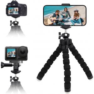 KALANKA-Tr&eacute;pied Portable et Flexible 360&deg; Rotation, Trepied Smartphone, Mini Tr&eacute;pied pour t&eacute;l&eacute;phone Portable avec Vis 1/4"" pour iPhone/Android/GoPro/Cam&eacute;ra - Noir - Neuf