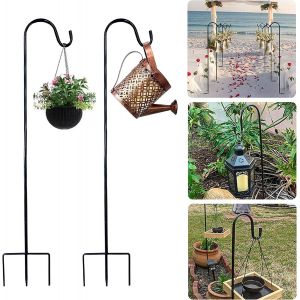 Mevronisshop-Crochet De Berger, 81,5 Cm Crochets De Jardin Avec Base &Agrave; 3 Griffes, R&eacute;glables En Hauteur Lanterne Support, Pour Panier &Agrave; Fleurs, Mangeoire &Agrave; Oiseaux, D&eacute;coration, 2 Pi&egrave;ces - Neuf