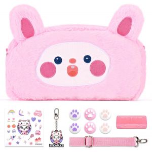 Eryi-Étui Switch Pour Ns Switch,Pack D`Accessoires 11 En 1 Pour Switch Avec Étui De Transport Switch,Étui De Jeu Switch,Bouchons Pour Les Pouces Switch,Bandoulière Amovible(Lapin Rose) - Neuf
