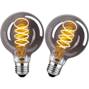 KAL-Ampoule Led Vintage E27, Edison Vintage E27, Intensité Variable, 4 W, Blanc Chaud, Rétro, Décorative, Pour Salon, Chambre, Salle À Manger, Cuisine, Bar U2013 Gris Fumé, Lot De 2 - Neuf
