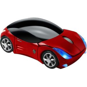2.4ghz Souris sans fil cool 3d voiture de sport forme souris optiques ergonomiques avec récepteur USB pour C ordinateur portable femmes petites mains (rouge)-yuyu - Neuf