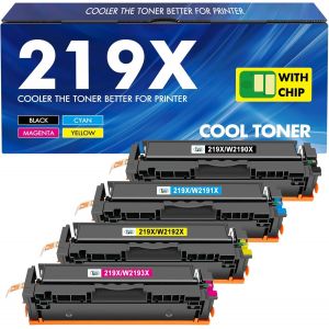 219A 219X Mfp 3302Fdw Toner Avec Puce: 4-Pack Compatible Pour Hp 219A 219X Pour Color Laserjet Pro Mfp 3302Fdw 3302Sdw 3302Fdn 3302Fdng 3302Fdwg 3302Sdwg 3202Dn 3202Dw W2190X Noir Cyan Jaune Magenta - Neuf