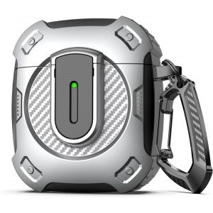 Compatible avec AirPods 2e/1er &eacute;tui,Nouvel &eacute;tui de Protection Rigide sur Le th&egrave;me de l'espace 2024, Armure de Protection &agrave; Coque Rigide Militaire avec &eacute;tui de Verrouillage,Cosmos-Argent - Neuf