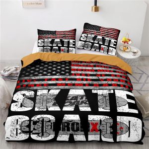 Parure De Lit + X Taies D'oreiller Xcm Microfibre Parure Housse De Couette Doux Confortable Housse De Couette X Skateboard X Cm - Neuf