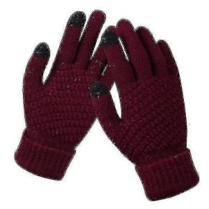 Gants À Écran Tactile D #39;Hiver Pour Femmes Polaire Chaude Gants En Tricot Doublés Manchette Élastique Gant D #39;Hiver Gants De Textosswine Rouge - Neuf