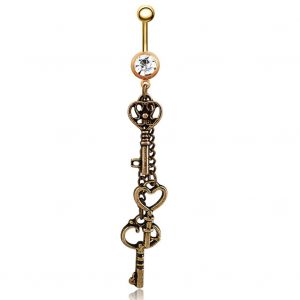 Piercing De Nombril Vintage En Forme De Cle D'amour, Bijou De Corps Anti-Allergie - Neuf