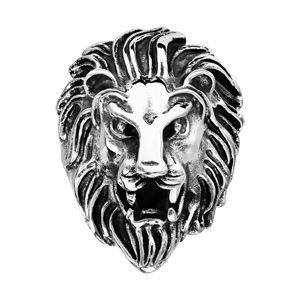Bague Acier Patiné Tête De Lion - Neuf