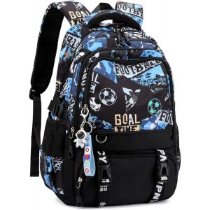 KALSC-Sac À Dos Pour Garçons Pour L'École Primaire Et Secondaire,Sac À Dos-B-Football-Bleu,Moyen - Neuf