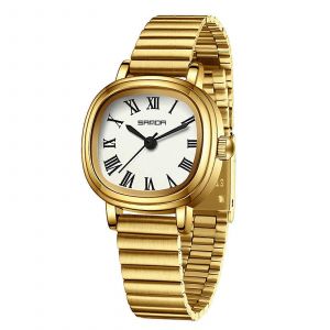 Montre Vintage Doree Pour Femme, Cadran Carre, Design Facile A Lire, Bracelet En Maille Maille Luxueuse, Montre A Quartz - Neuf