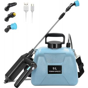 NouvelHorizonstore-Pulverisateur Electrique 7.4V/2400mAh, Pulverisateur de Jardin 5L, Pulverisateur avec R&eacute;tractable, Pulverisateur a Pression avec 3 Buses R&eacute;glables et R&eacute;servoir d'eau de 5 litres - Neuf