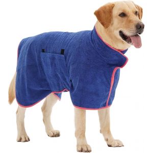 Jgd-Peignoir Pour Chien, Peignoir En Microfibre Pour Chien Moyen Et Grand, Super Absorbante Serviette Pour Chien, Manteau De S&eacute;chage Pour Animaux, Peignoir Debain &Agrave; S&eacute;chage Rapide (Bleu Xl) - Neuf