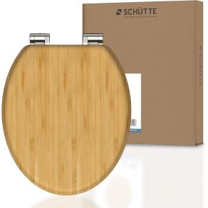 KAL-Abattant Wc Bamboo Avec Frein De Chute - En Bambou Massif - Avec Abattant En Bois Durable - Très Grande Résistance Au Poids, Testée Jusqu'À 150 Kg - Neuf