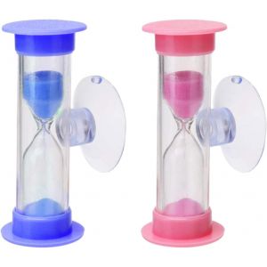 Checarzhn--No1-Sablier Bros Dents Enfant,2pcs Sabliers Minuterie Avec Ventouse 3 Minutes Hourglass De Bros De Dents Horloge De Sable Pour Enfant,Pour Jeux,Cuisine, Exercice,Etude - Neuf