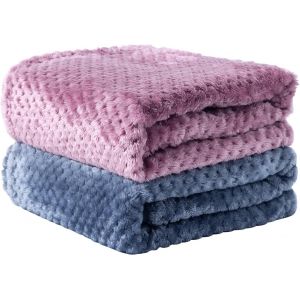 2 Couvertures Pour Chiens Et Chats,Couverture Douce Pour Animaux De Compagnie Double Couche Pour Canapé,Lit,Voiture,Voyage.Lavable En Machine.(Bleu Foncé Et Couleur Violette) - Neuf