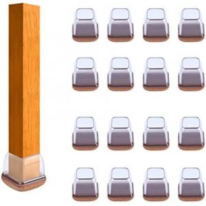 Lot De 16 Protections De Pieds De Chaise Extra-Petites (Carrées, 13 À 20 Mm) En Silicone Avec Feutre Enveloppé, Embouts Transparents Pour Pieds De Chaise, Protection Anti-Rayures Et Anti-Bruit. - Neuf