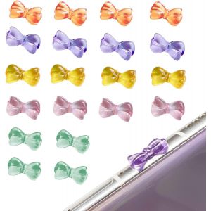 Kaly-20 Pcs Bouchon Usb C,Cache Usb C En Silicone,Mignon Bouchon Anti Poussiere Usb C,Bow Styling Cache Poussière Type C,Protection Port Usb C Compatible Avec La Plupart Smartphone Et Tablette - Neuf