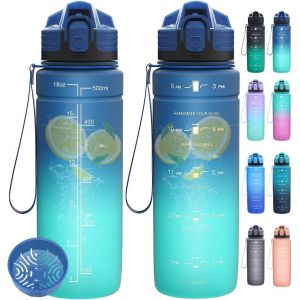 Kal-Bouteille D'eau De Sport, 1 L, 700 Ml, 500 Ml, Bouteille D'eau Anti-Fuite Pour Enfants, Bouteille D'eau Avec Marquages De Temps Motivants Et Filtre, Bouteille De Sport Tritan Sans Bpa Pour - Neuf