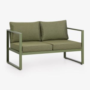 Canap&eacute; De Jardin 2 Places En Aluminium Lipov Vert Olive Intense - Neuf