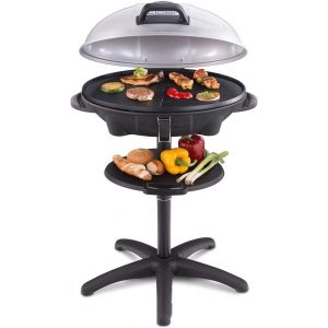 CHECARZHN--NO1-6789 Barbecue Électrique, Bonnet Détachable Avec Indication De La Température, Revêtement Antiadhésif, Plaque De Gril Ovale W = 38.5 X L = 52.5 Cm, 2400 Watt - Neuf