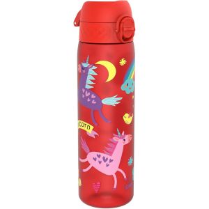 Gourde, 500ml, Anti-Fuite, Facile À Ouvrir, Verrouillage Sécurisé, Lavable En Lave-Vaisselle, Sans Bpa, Poignée De Transport, S'adapte Aux Porte-Gobelets, Facile À Nettoyer, Motif Rouge Licorne - Neuf