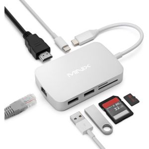 Adaptateur USB C, hub USB C 7 en 1, adaptateur multiport 4K HDMI, Gigabit Ethernet, 2 USB 3.0, chargement PD 100 W, lecteur de carte SD/TF, compatible avec MacBook Pro/Air, iPad Air/Pro, iMac, - Neuf