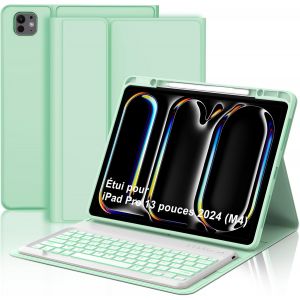 Clavier pour iPad Pro 13 Pouces M4 2024 avec R&eacute;tro&eacute;clair&eacute;, &Eacute;tui Clavier pour iPad Pro 13"" Keyboard Magn&eacute;tique D&eacute;tachable Bluetooth Fran&ccedil;ais AZERTY Layout, Vert Clair - Neuf