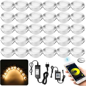 Kal-30x Bluetooth Dimmable Blanc Chaud Spot Encastrable Exterieur 1.5w Ø61mm Ip67 Étanche Intelligent Spot Led Extérieur Encastrable Spot Terrasse Exterieur Kit Complet - Neuf