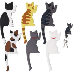 6Pcs Aimants Frigo Chat,Magnet Frigo Décoratifs,Grands Magnette Aimants Frigo Drôles pour Enfants Aimants pour Tableaux Magnetique Blancs,Cuisines,Bureaux,Photos,Mèmes - Neuf